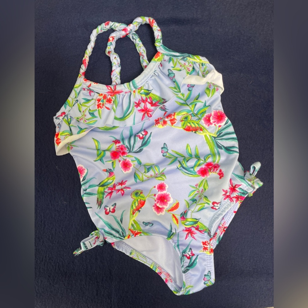 Vince Camuto Floral, Braided Girls Bathing Suit Size 2T- Excellent Condition
